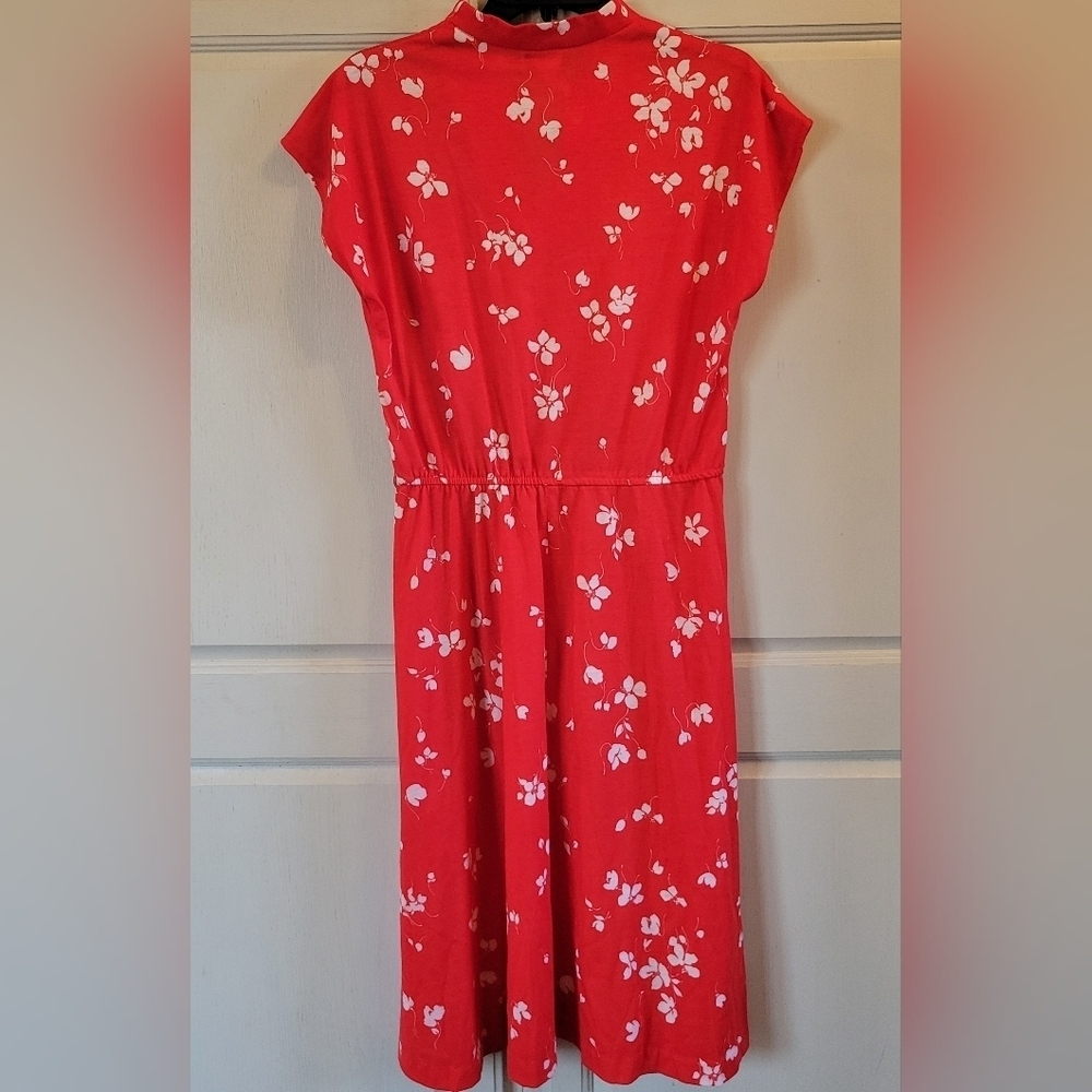 Vintage JSE California Red White Whimsy Floral Pattern Swing Dress - Picture 3 of 5